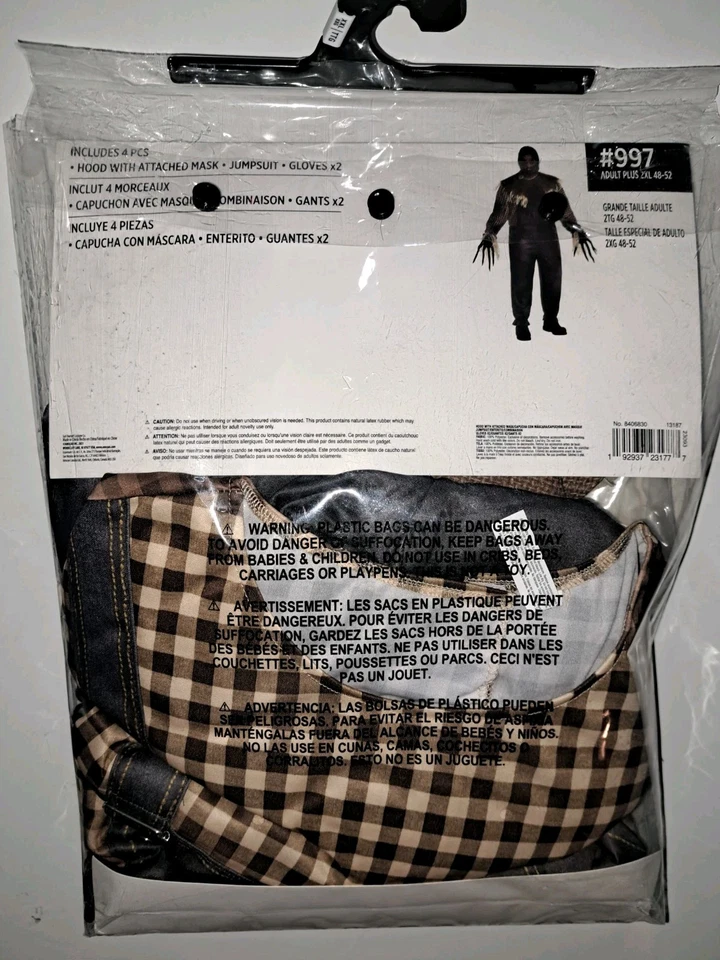 Sinister Scarecrow Halloween Costume Adult Men's 2XL 48-52 NEW - Image 4 of 4