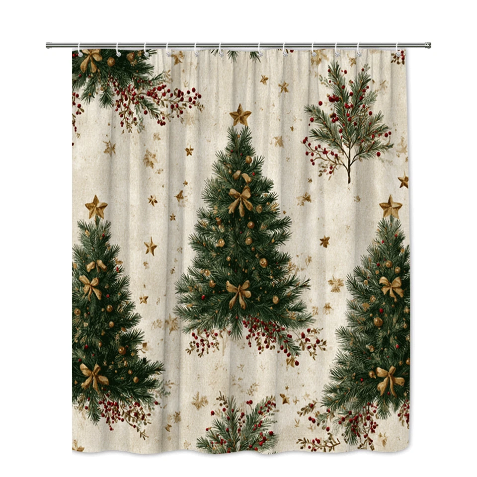 Christmas Tree Shower Curtain – Elegant Holiday Design - Image 2 of 4