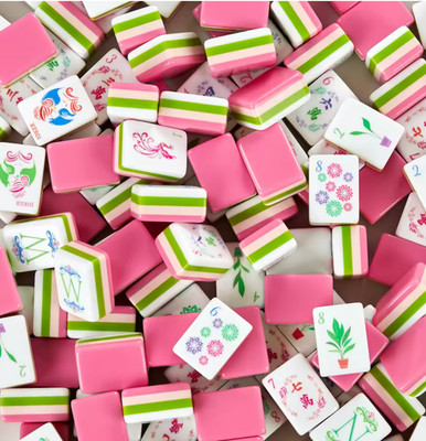 Mahjong Set Watermelon Wonder, 160 Pink Tiles with Clear Tote & Pearl Dice