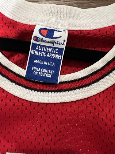 Champion Michael Jordan Chicago Bulls Authentic Jersey #23 Red Size 48 STAIN - Picture 3 of 6