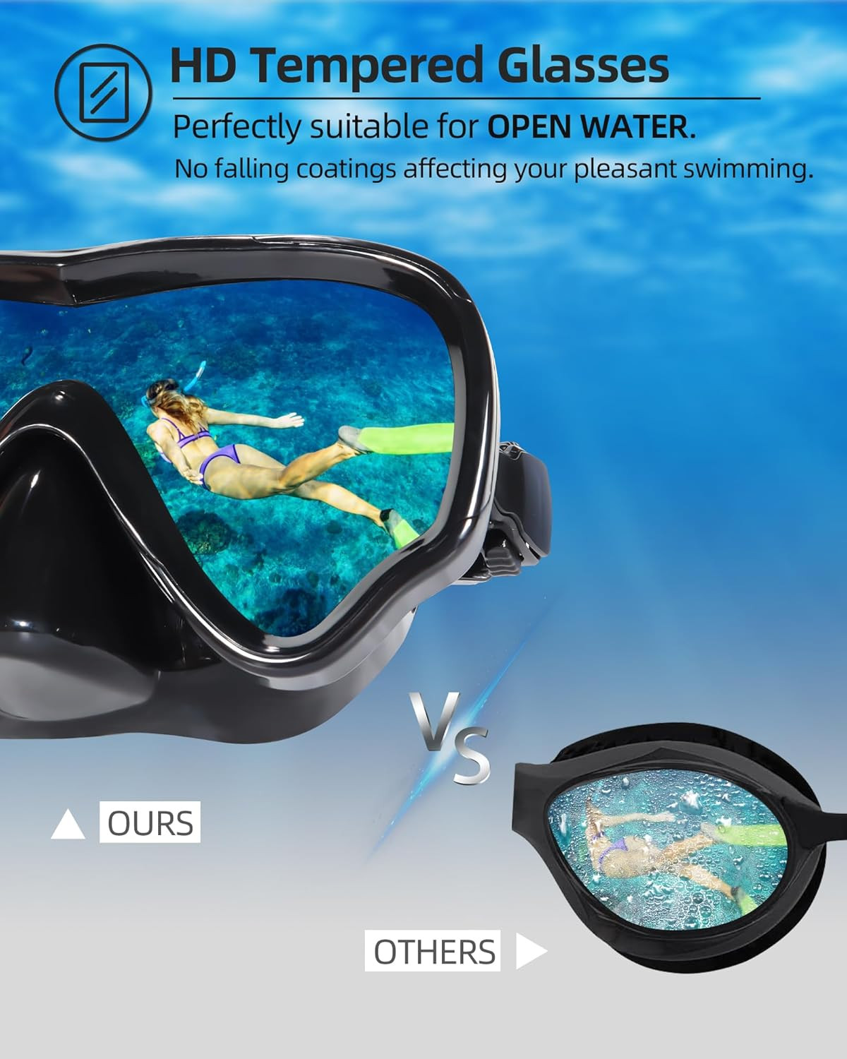Swim Goggles Adult with Nose Cover, Anti-Fog Clear Diving Mask Wide View No Blur