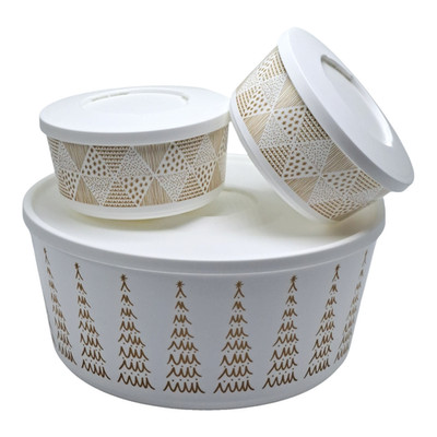 Tupperware Treeful Tidings Bowls 4.3L and 550ml  Gold/White Holiday Set