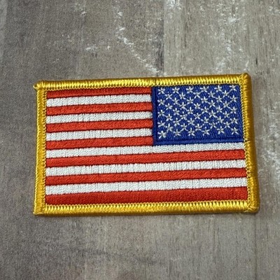 American Flag Reversed Patch Gold Border 1.75'' X 3.25'' Premier Emblem E1930
