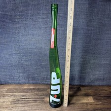 Vtg  7UP Stretched Soda Green Glass Stretched Art 16 oz Bottle (19")