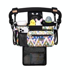 Universal Stroller Organizer Caddy, Detachable Mesh Bag Insulated Cup Holders