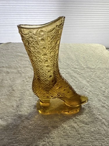 Vintage Fenton Amber Glass Ladies Boot Figurine