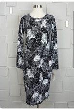 Lularoe Debbie Sheath Dress Womens 2XL 2X Black Cats Animal Stretch Fitted New