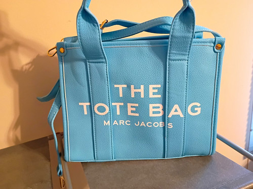 Marc Jacobs Tote Bag Blue Zip Tote w/ Detachable Adjustable Strap, Pockets