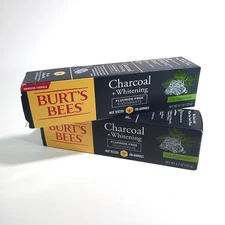 2 Burt's Bees Charcoal Whitening Zen Peppermint Toothpaste Fluoride Free 4.7 Oz
