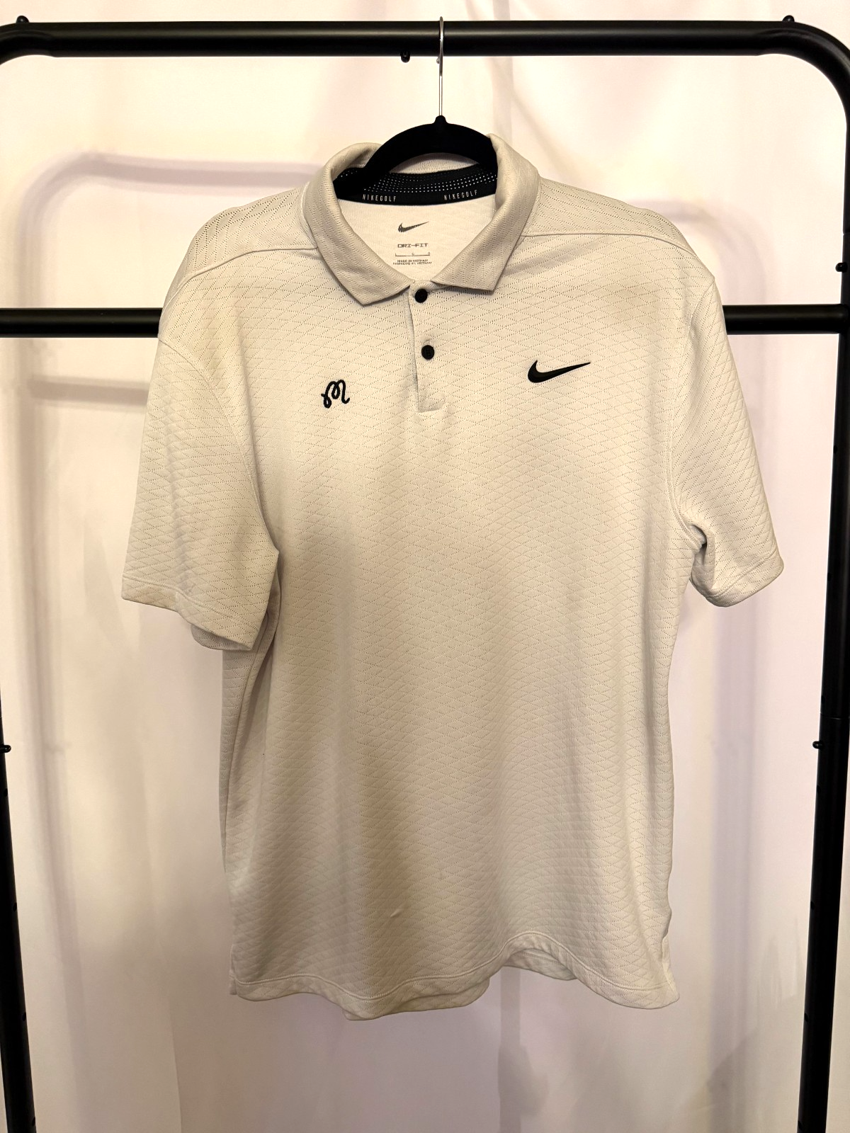 Nike Malbon Golf Polo Shirt Mens Large Light Gray Dri-fit