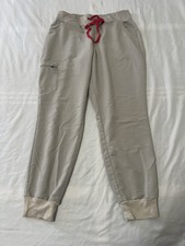Figs Zamora Joggers Scrub Pants Latte Khaki Beige Women's Size L PO 3137
