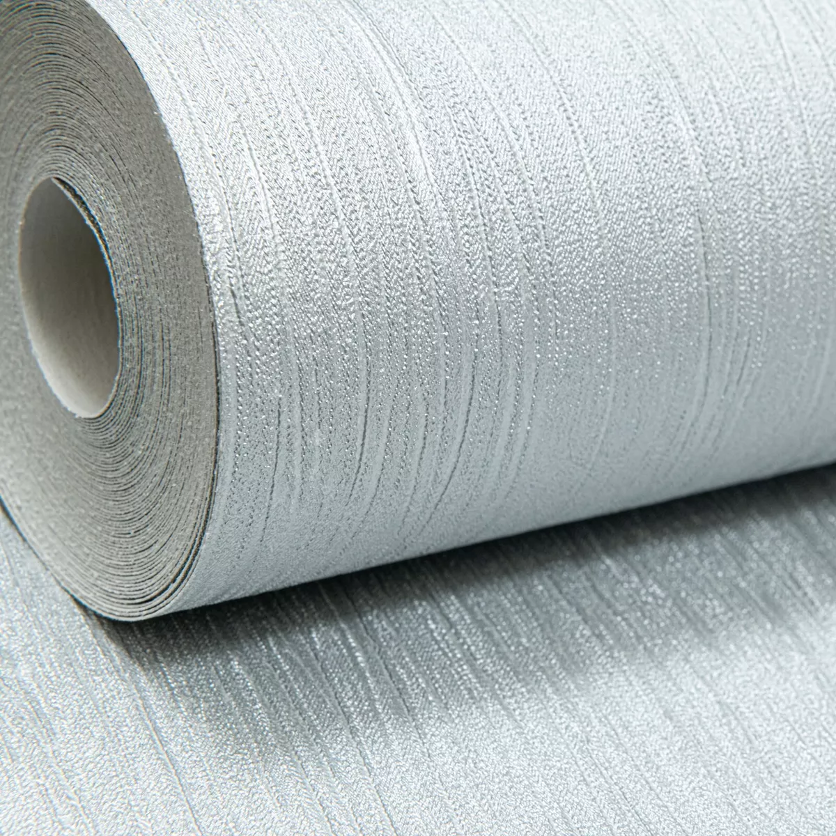 Plain Metallic Silver Grey Shimmer Textured Thick Glitter Vinyl Wallpaper