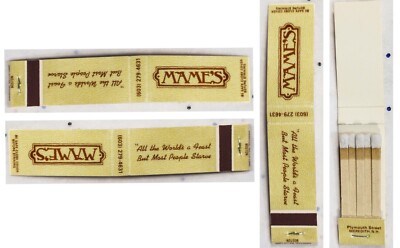 MAME S MEREDITH, N.H., Plymouth Street Matchbook   Extra-Slim Unused Match Pack