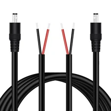 5.5mm x 2.5mm DC Power Pigtail Cable 2-Pack 6FT 16AWG DC Barrel Male Plug Jac...