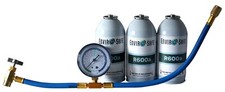 R600a Modern Refrigerant 3 Convenient 6oz Cans and Gauge Kit #8056