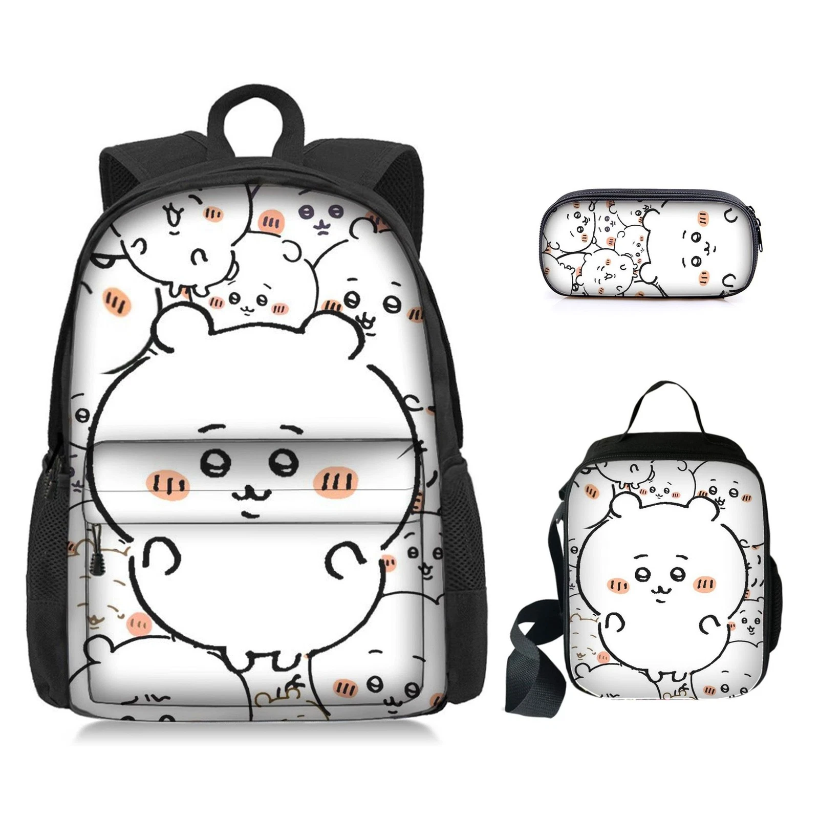 Chiikawa Usagi Hachiware Kids Backpack Schoolbag Backpack Set with Lunch Bag Pencil Case Rucksack