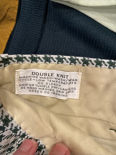 Vintage 1970s men’s large green polyester suit Jacket w/ plaid pants 32 x 32 - Picture 8 of 24