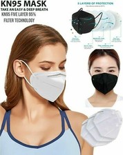 50/100 PCS 5 Layers Face Mask Mouth Nose Protector Respirator Masks White /Black