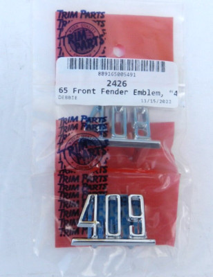 1965 Chevrolet Impala Pair 409 Fender Emblems, USA BY TRIM PARTS | eBay