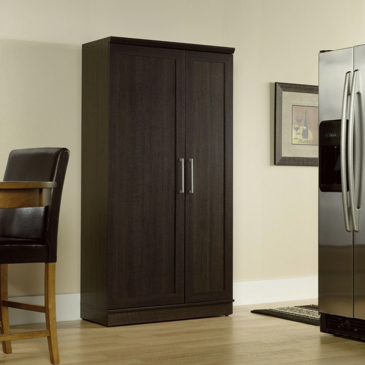 Extra Large Storage Cabinet Wood Dark Brown Doors Shelves Office