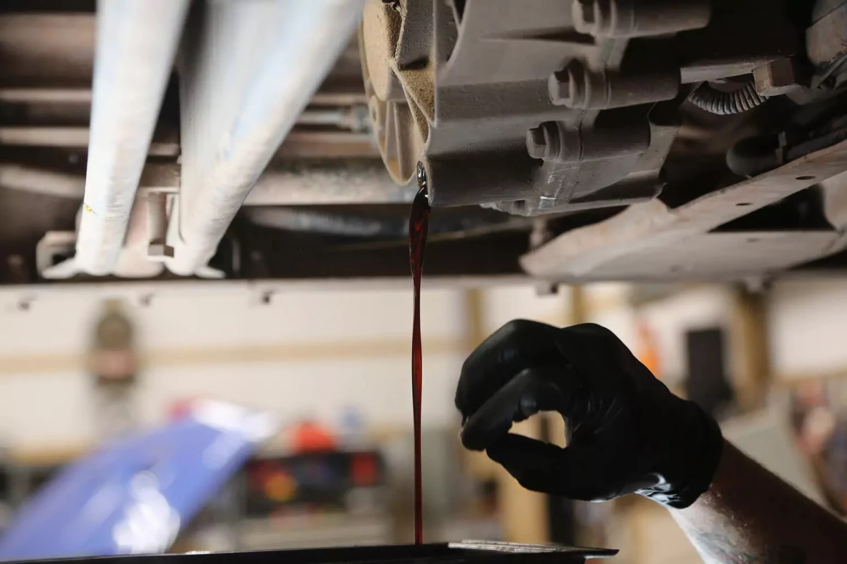 Fluid drains out of the transfer case.