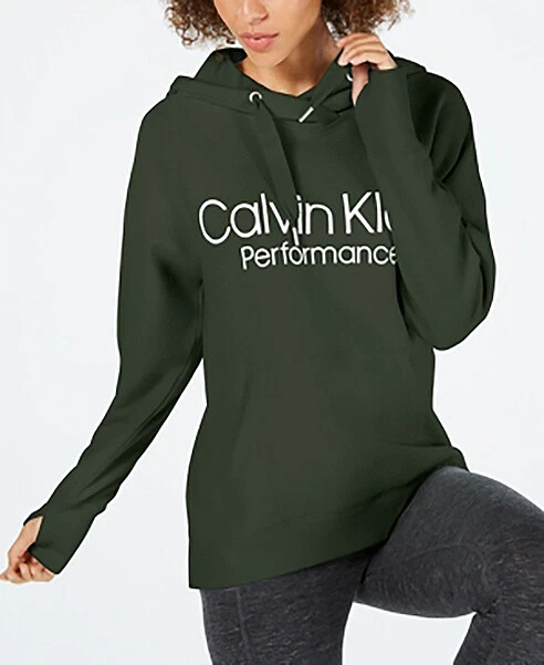 Calvin Klein Performance Women's Logo Fleece Pullover Hoodie; Vine (XS)