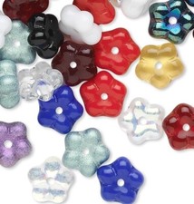 100 Czech Pressed Glass 7x2mm Mixed Color Flower Spacer Beads with 1mm Hole