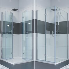 IMPTS Duschkabine Eckeinstieg Dusche 180° Falttür Duschwand Duschabtrennung NANO