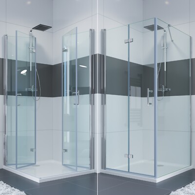 IMPTS Duschkabine Eckeinstieg Dusche 180° Falttür Duschwand Duschabtrennung NANO