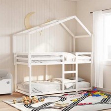 vidaXL Tetto Letto Bambini Bianco 213x95,5x144,5cm Legno Massello Pino