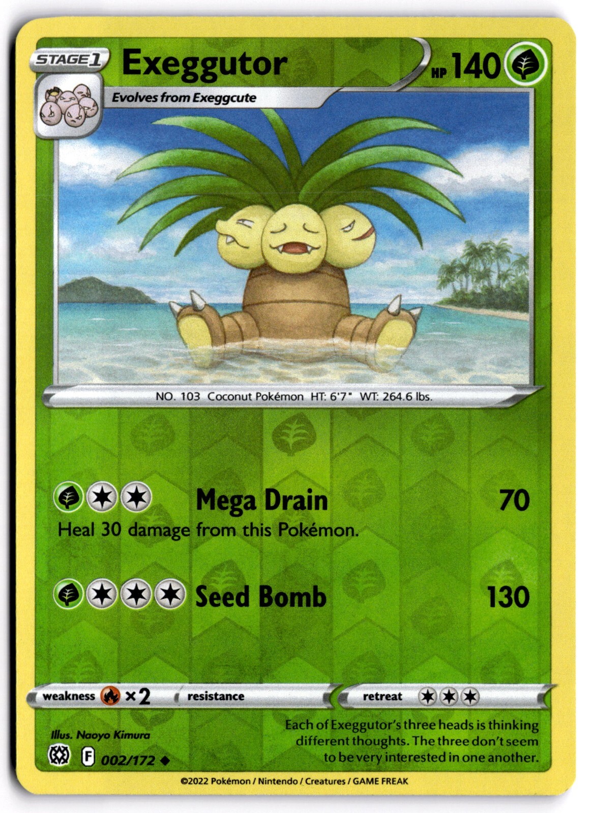 Pokemon TCG Exeggutor Sword & Shield: Brilliant Stars 002/172 Reverse ...