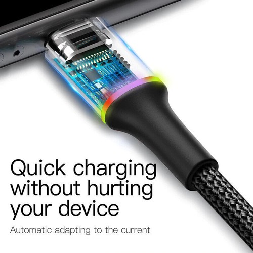 Genuine Baseus Halo Data Sync Cable LED Fast Charging USB-C for Apple, Samsung - Picture 3 of 9
