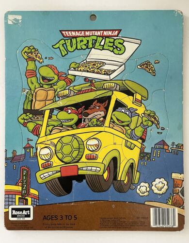 Vintage 1990 Teenage Mutant Ninja Turtles TMNT Frame Tray Puzzle Rose Art - Afbeelding 1 van 8
