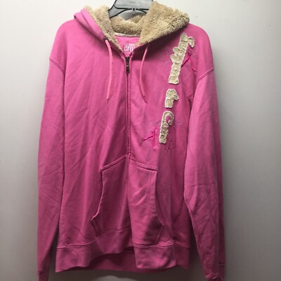 American Crown Woman's Jacket XL Pink Hooded Support The Cure