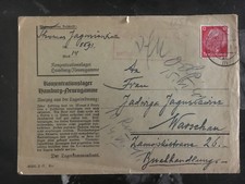 1941 Germany Neuengamme Concentration Camp Cover to Warsaw Poland KZ 