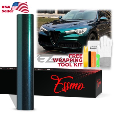 ESSMO PET Super Gloss Metallic Royal Green Vehicle Vinyl Wrap Decal Like Paint
