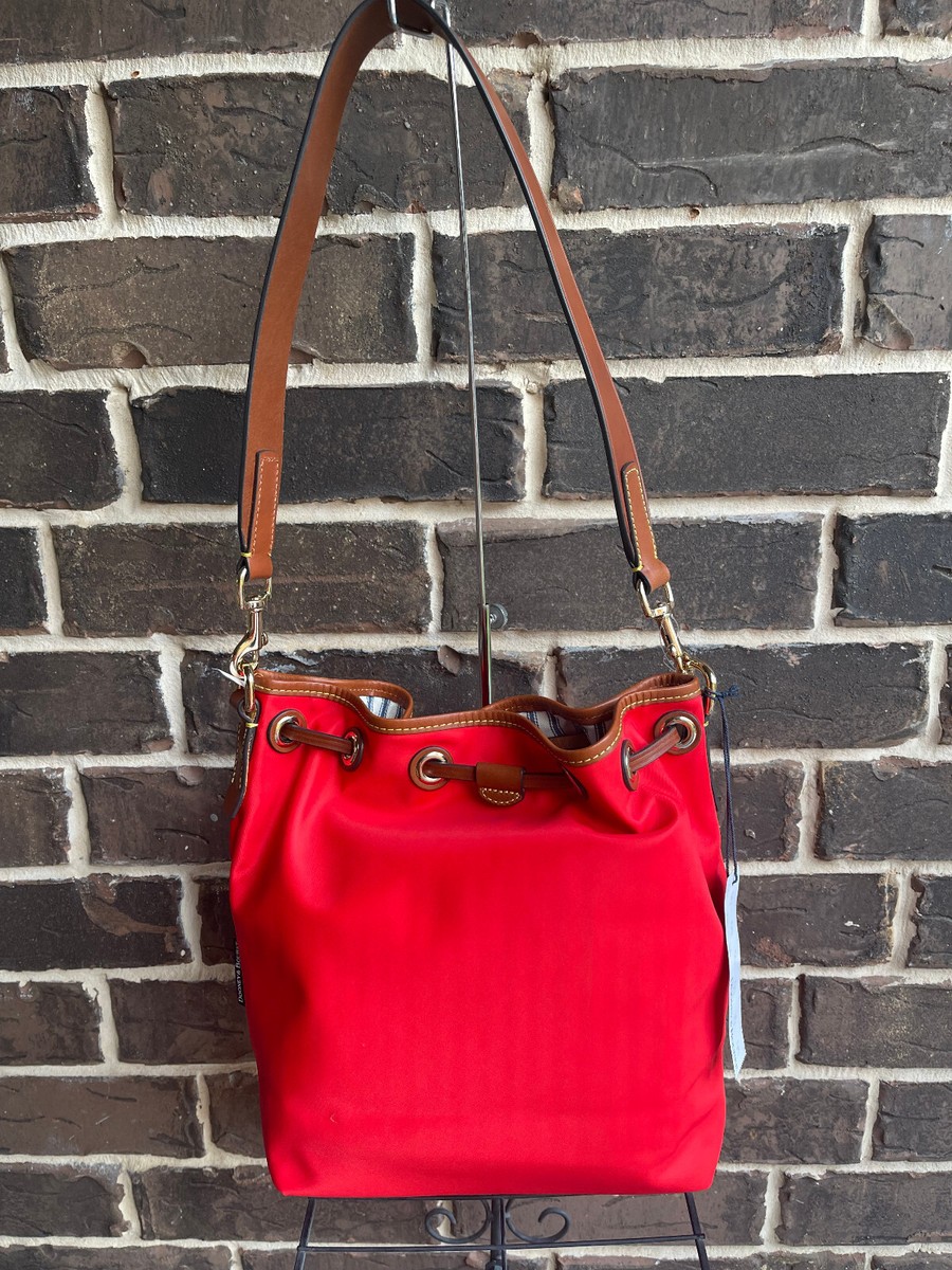 NEW Dooney & Bourke Wayfarer Nylon Backpack Red Tan Leather Trim Drawstring  Bag Nylon Flap Backpack – Dooney & Bourke main image 2