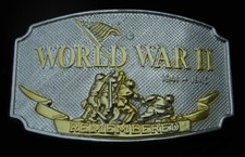 VINTAGE 1992 WWII REMEMBERED BELT BUCKLE IWO JIMA