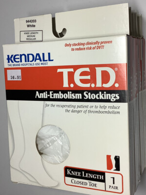 Kendall T.E.D. White Anti Embolism Knee Length Med/Reg  #944203 LOT OF 5! NIB