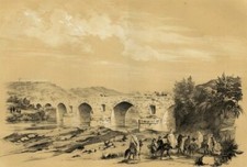 Pont de l'Aratch and Maison Carrée Algeria Picturesque Lithograph 19th Century