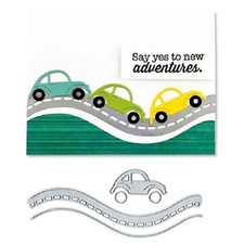 Car Highway Border Metal Die Cuts, Car and Road Frame Background Wedding Cutt...