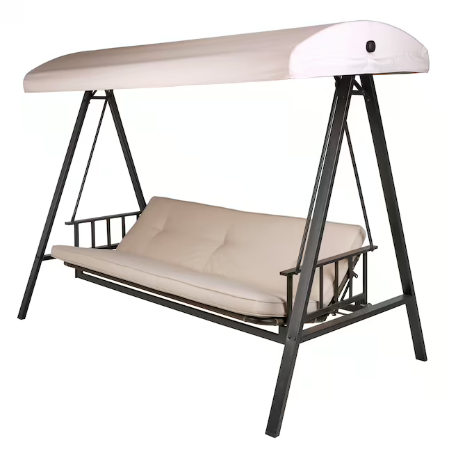 Style Selections 3person Brown Steel Outdoor Swing eBay