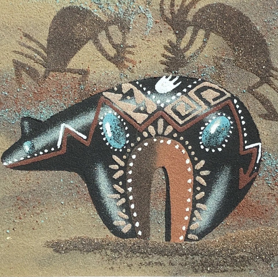 vtg Authentic Navajo sand painted by Herman Tyler Jr Fetish eBay