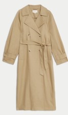 M&s Per Una Lyocell Blend Stormwear Water Repellent Trench Coat Size 6 £99 Bnwt