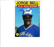 1986 TOPPS BASEBALL #718 Jorge Bell George Toronto Blue Jays Signed Autograph