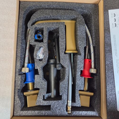 Bathroom Faucet for Sink Bathtub 3 Hole 8 inch Spread Brushed Gold - Picture 3 of 3