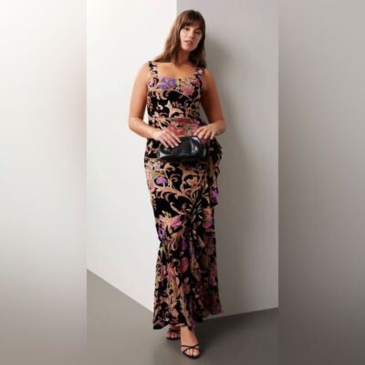 RTR Dress The PopulationParis Gown Sz Small Floral Form Fit Floor Length  Prom | eBay