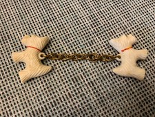 Pair of Miniature Vintage White Celluloid Scottie Dogs Jewelry Making