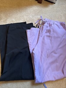 Cherokee Workwear Drawstring Lot Of 2 Flare Scrub Bottoms Size Large