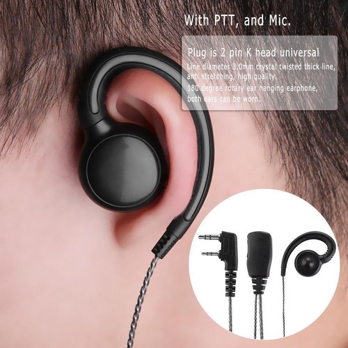2pcs 180 Swivel Earpiece Earhook with Mic and PTT for Kenwood 2 Way Radio - Zdjęcie 3 z 6